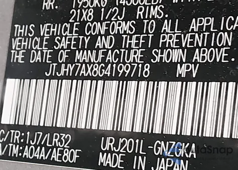 2016 Lexus Lx 570 z USA, uszkodzony, nr VIN JTJHY7AX8G4199718